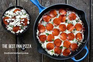 Pan pizza with pepperoni